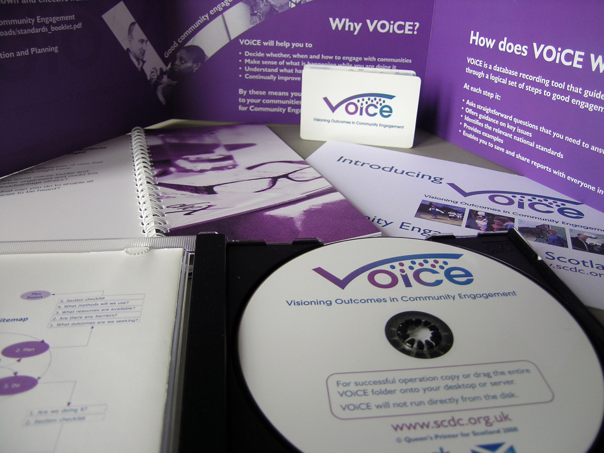 Range of VOiCE printed material close up